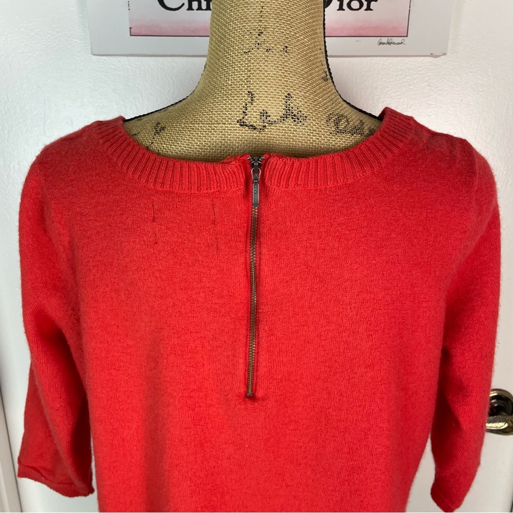 Blouse Woman Extra Fine Merino Wool Sweater Sweatshirt 3/4 Sleeve 1X Plus Red - Picture 7 of 11